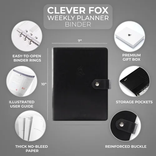 Vista 2 de Clever Fox Carpeta de agenda semanal, Agenda para fijar objetivos para administración del tiempo y tareas semanales, Organizador del trabajo y vida