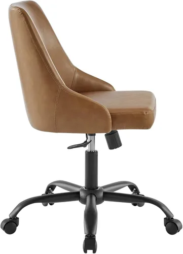 Vista 4 de Modway Designate - Silla giratoria de piel vegana en color negro y marrón
