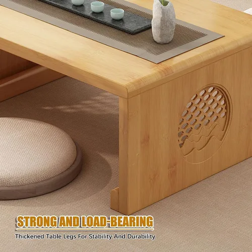 Vista 6 de Mesa de Centro Mesa de centro para sala de estar, mesa de café plegable con diseño de ventana panorámica, mesa de té baja japonesa para sentarse