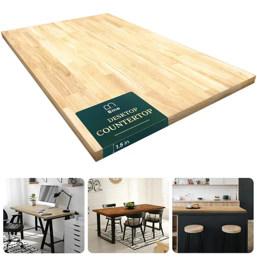 Vista 13 de Bme Hevea Encimera de Bloque de Carnicero de Madera Maciza, Superficie de Mesa de Bloque de Carnicero Sin Terminar para Bricolaje Lavadora