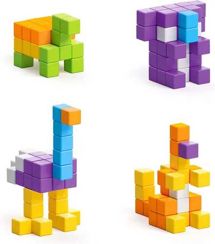 Vista 6 de PIXIO Mini Safari - Bloques magnéticos Juguetes de construcción en Pixel Art Style - Artes y manualidades Juguetes para niños - Bloques