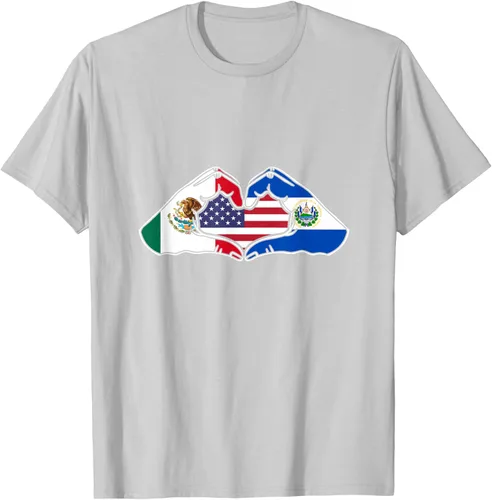 Vista 73 de Corazón manos México, El Salvador y Estados Unidos. Camiseta, Negro