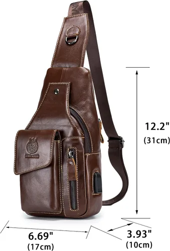 Vista 185 de LUKZIJAES Bolso bandolera de cuero genuino para hombre