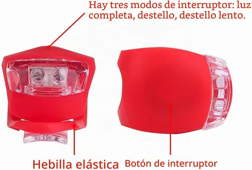 Vista 7 de Paquete de 8 luces de bicicleta, juego de luces LED de silicona para bicicleta, 4 faros delanteros de bicicleta y 4 luces traseras (rojo y blanco)