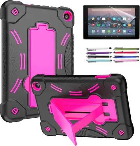 Vista 9 de Funda para tablet Amazon Fire 7 (12ª generación, lanzada en 2022) – Funda protectora híbrida resistente con soporte + 1 protector de pantalla y 1