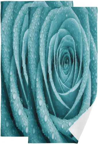 Vista 8 de ALAZA Juego de 2 toallas de mano de ágata dorada, suaves y absorbentes, decorativas, para baño, gimnasio, hotel, spa, 28 x 14 pulgadas