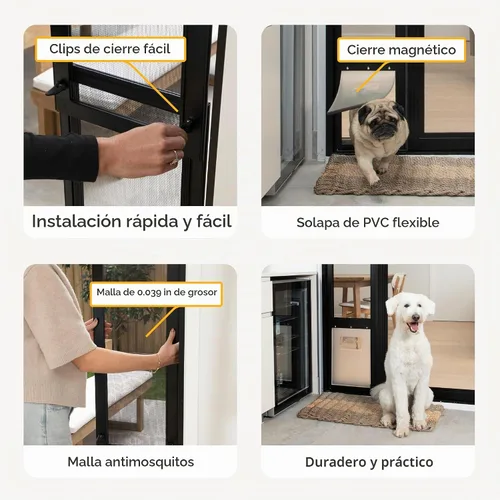 Vista 7 de Hakuna Pets V2 Panel de Inserción de Pantalla para Puerta de Mascotas de Patio, para Puertas Corredizas, Se Ajusta a la Vía de la Puerta con Altura