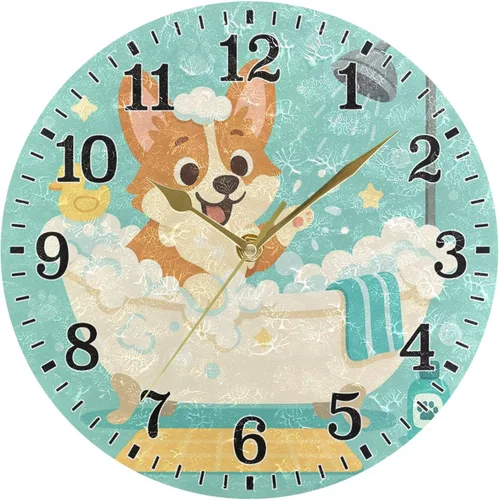 Vista 20 de JUNZAN Reloj de bañera con vino romántico espumoso y velas, reloj de pared silencioso de 10 pulgadas, pequeño reloj redondo, decoración de cocina