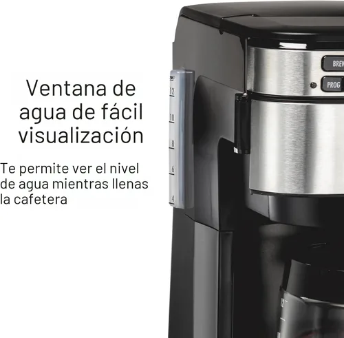 Vista 7 de Hamilton Beach Cafetera programable de 12 tazas, Cafetera de filtro FrontFill Regular & Bold Brew Options Auto Pause and Pour Glass Carafe