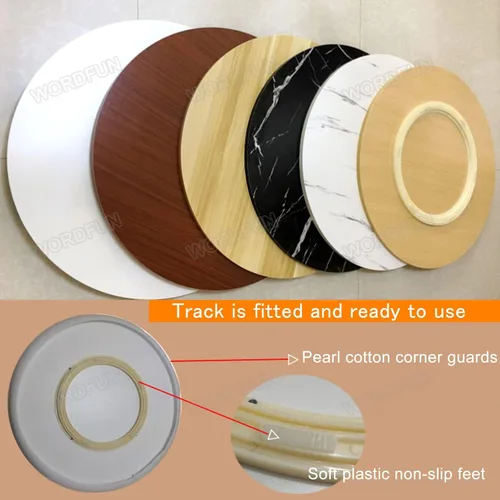 Vista 5 de Tocadiscos de comedor de 80/90/39.4 in, bandeja giratoria para servir, bandeja de servir Lazy Susan, pantalla giratoria para servir, centros