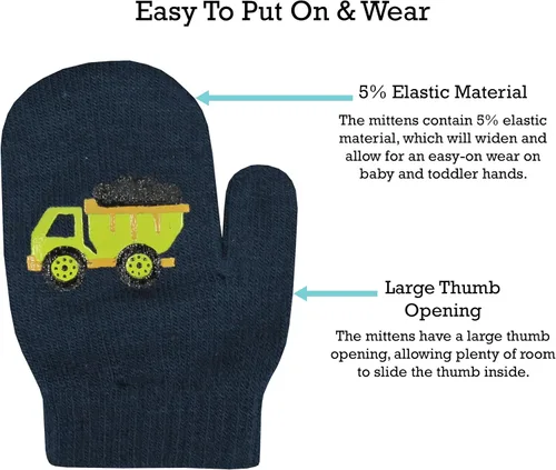 Vista 3 de N'Ice Caps 3 pares de guantes elásticos mágicos para niños y niñas pequeños