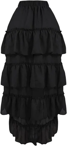 Vista 2 de Cacycasa Disfraz de cosplay victoriano Steampunk para mujer, falda alta y baja