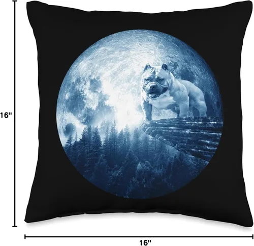 Vista 4 de American Bully Dog Shirts and Gifts American Bully Moon Mom Dad - Almohada para mujeres, hombres, amantes de los perros, 16 x 16 pulgadas, multicolor