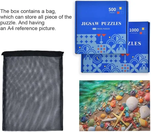 Vista 7 de Sea Creatures Shells Jigsaw Puzzles 500 Pieces for Adults with Mesh Storage Bag 2011761