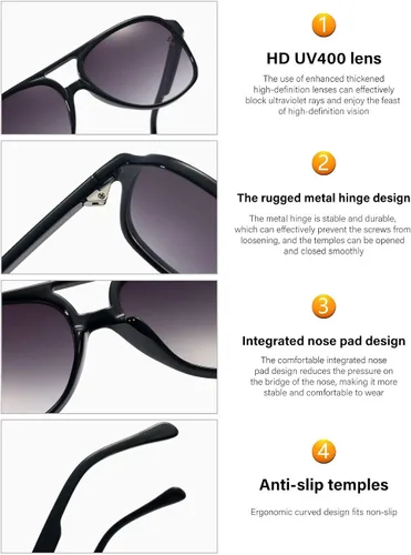 Vista 4 de Dollger Retro Aviator Polarized Sunglasses for Women Men Classic Large Frame Vintage 70s Sunglasses