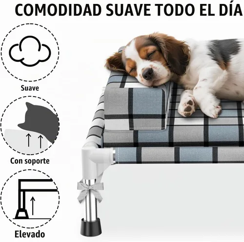Vista 2 de Cama elevada para perros con cojín y refuerzo, camas elevadas para perros
