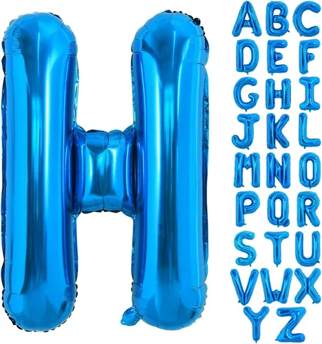 Vista 7 de Globos TONIFUL de 40 pulgadas, grandes, azules, con letras B gigantes, globos de alfabeto de papel de aluminio, mylar, grandes globos