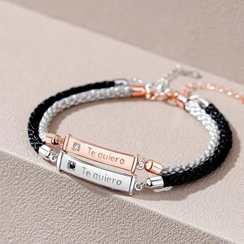 Vista 2 de VOYOMI Pulseras de promesa de cuerda para parejas pulseras de amistad para dos pulseras para mejores amigas pulseras para parejas regalos para novio