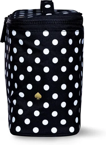 Vista 4 de Kate Spade New York Lonchera térmica suave aislada con doble cierre de cremallera y asa de transporte, lunares (negro/blanco)