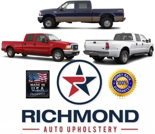 Vista 6 de 2001 Ford F-350 Lariat perforado Driver Side Lean Back carcasa Asiento de piel de repuesto w/Lariat Logo, Tan