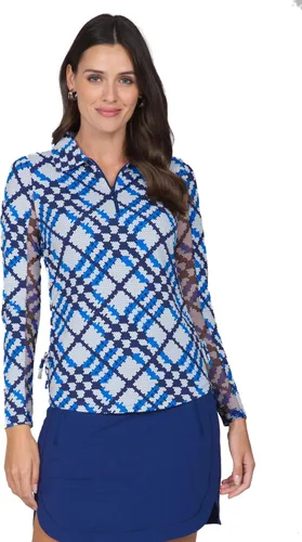 Vista 2 de IBKUL Athleisure Wear 48653 - Polo de manga larga con protección solar UPF 50+ Icefil Cooling Tech Sonika con estampado Sonika