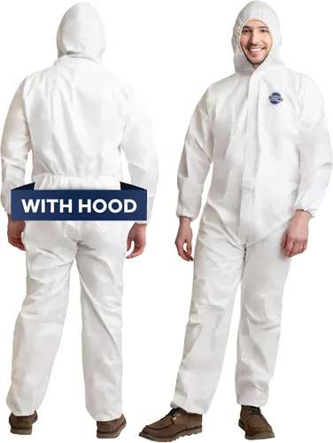 Vista 8 de Medical Nation Hazmat Suits Disposable 2 Pack Hooded, Heavy Duty, Breathable Disposable Coverall, Painter Suit 9 Sizes