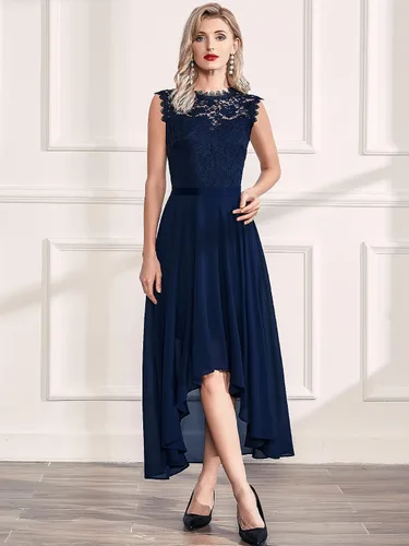 Vista 4 de Miusol Vestido largo formal de dama de honor estilo retro de encaje para mujer