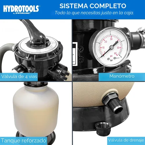 Vista 6 de SWIMLINE HYDROTOOLS Sistema completo de filtro de arena, tanque de 14 pulgadas, para piscinas sobre el suelo y enterradas de hasta 10,500 galones