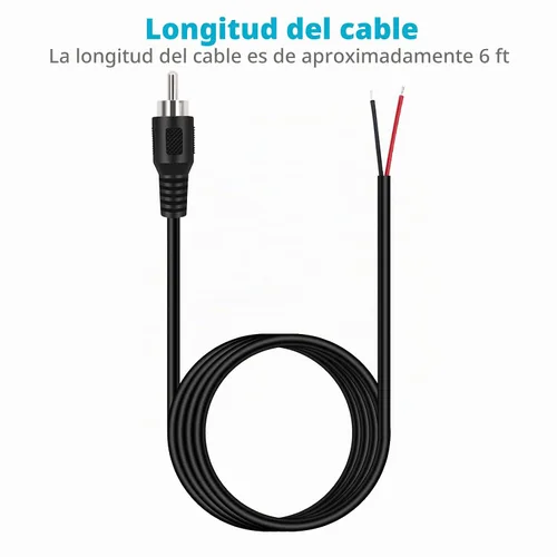 Vista 5 de Fancasee RCA a cable de altavoz, paquete de 2 conectores macho RCA de 6 pies a cable desnudo, reparación de coletas, cable de audio adaptador RCA