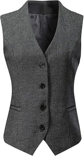 Vista 3 de Chaleco formal de 4 botones con cuello en V para mujer