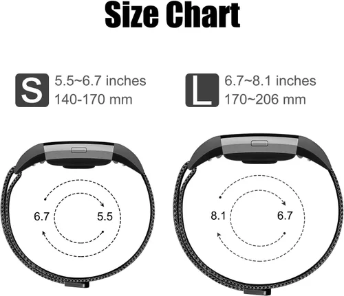 Vista 4 de Correa de metal compatible con Fitbit Charge 2 bandas para mujeres y hombres, correa de repuesto ajustable de malla de acero inoxidable para Fitbit