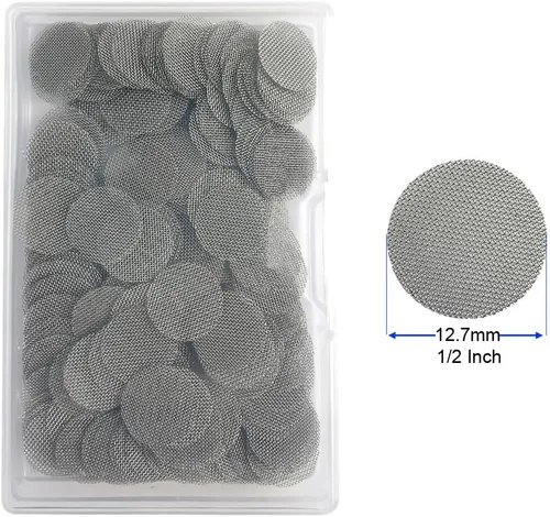 Vista 2 de Gebildet 210 filtros de tubería de acero inoxidable, tubo de pantallas de fumar de 0.500 in, filtro de gasa de malla plateada con caja
