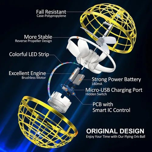 Vista 3 de AMERFIST Juguete de bola de orbe volador 2023, globo cósmico, boomerang, bola flotante, gira, órbita de drone de mano, juguetes geniales regalo