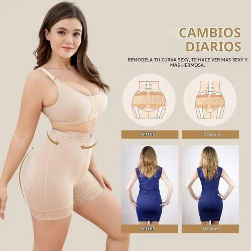 Vista 6 de KELLYLEE Ropa interior moldeadora para mujer con control de abdomen, cintura alta, levanta glúteos, pantalones cortos de compresión, ropa