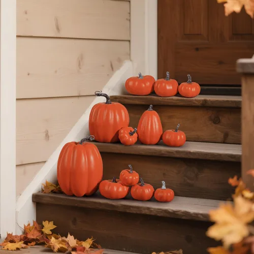 Vista 5 de Artmag Paquete de 12 calabazas artificiales de color naranja de varios tamaños, calabazas falsas grandes para otoño, Acción de Gracias, Halloween