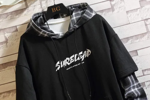 Vista 9 de GURUNVANI Japan Style Patchwork Hoodies Men Characters Streetwear Hoodie Men Sweatshirt