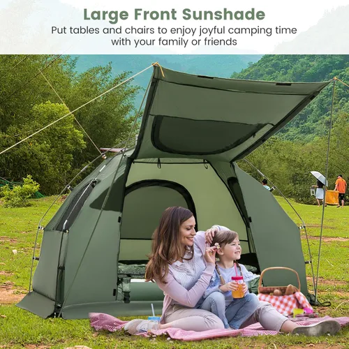 Vista 7 de Goplus Catre de Tienda de Campaña, Cama Plegable 5 en 1 con Colchón de Aire, Almohada, Saco de Dormir, Refugio de Tienda Elevado Impermeable, Catre