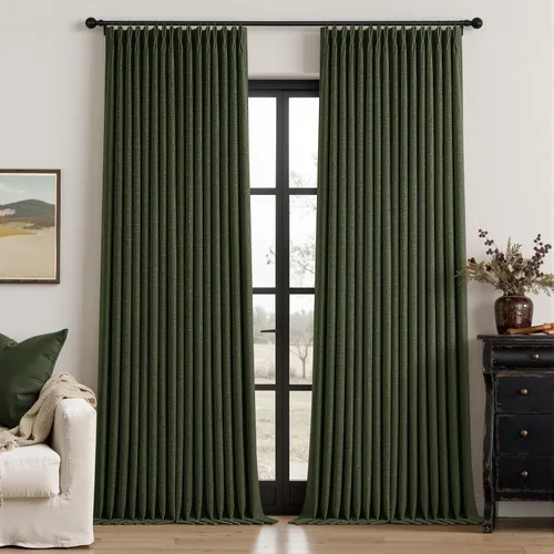 Vista 82 de Cortinas opacas de lino plisado natural de 96 pulgadas de largo