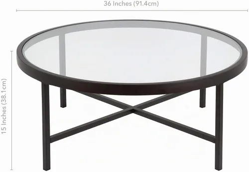 Vista 3 de Henn&Hart Mesa de centro moderna de 36", color negro