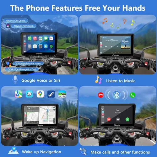 Vista 26 de CARPURIDE W502BS para BMW Moto CarPlay y lectura de datos A-Auto, Maravilla nativa 5" waterproof GPS screen with dual Bluetooth, native data