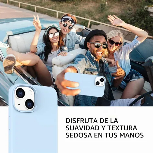 Vista 5 de Telaso Funda compatible con iPhone 13, silicona líquida de gel suave para iPhone 13, funda delgada con forro de microfibra a prueba de golpes Azul