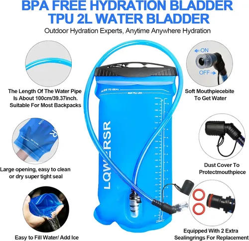 Vista 5 de Mochila de hidratación de 20 L, ligera, transpirable, con bolsa de agua de 2 L, correas ajustables para el pecho, chaleco de hidratación