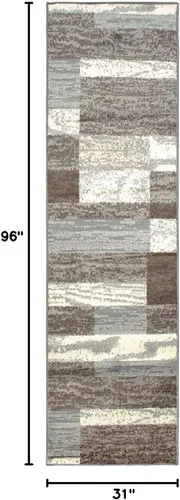 Vista 2 de Superior Alfombra de pasillo para interiores, respaldo de yute, decoración moderna de patchwork geométrico para dormitorio, oficina, sala de estar