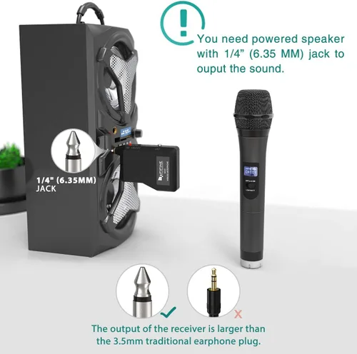 Vista 6 de Micrófono Inalámbrico, Micrófono Dinámico de Mano Sistema de Micrófono Inalámbrico para Noches de Karaoke y Fiestas en Casa para Divertirse Sobre