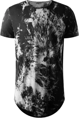 Vista 3 de LETAOTAO Camisas largas para hombre, estilo hip hop, camisas largas de teñido anudado, camisetas de gimnasio hipster, camiseta festoneada