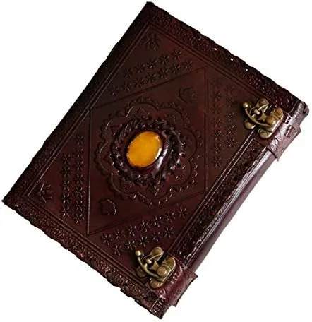 Vista 3 de Montexoo - Diario grande vintage de 8 pulgadas con encuadernado de cuero y cerradura para hombres y mujeres, diario de viaje