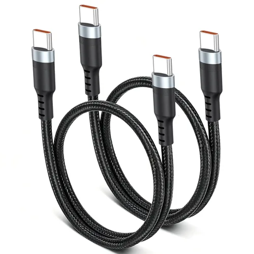 Vista 9 de Cable USB C de 1 pie, 2 unidades, carga rápida de 60 W, cable de carga USB