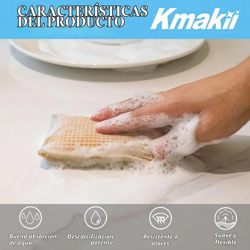 Vista 5 de KMAKII Esponjas de cocina de bambú, esponja para platos, esponjas de limpieza súper absorbentes, paquete de 12