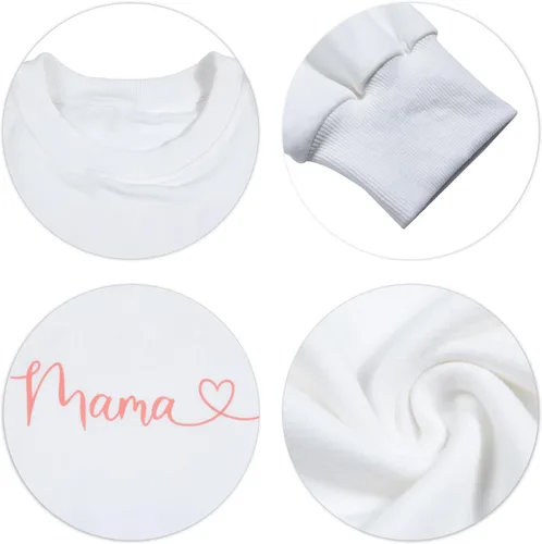 Vista 7 de LUKYCILD Sudadera de gran tamaño con cuello redondo para mamá y mamá, sudadera de manga larga para mujer