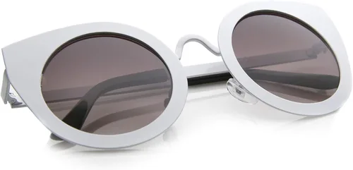 Vista 4 de zeroUV Gafas de sol redondas de gran tamaño con montura de metal para mujer, 1.850 in